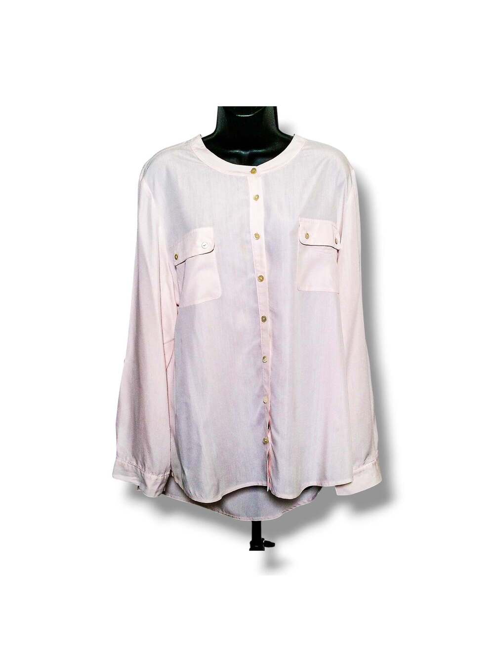 Chico's Blouse Modal Blend Button Front Pockets 3 Pale Pink